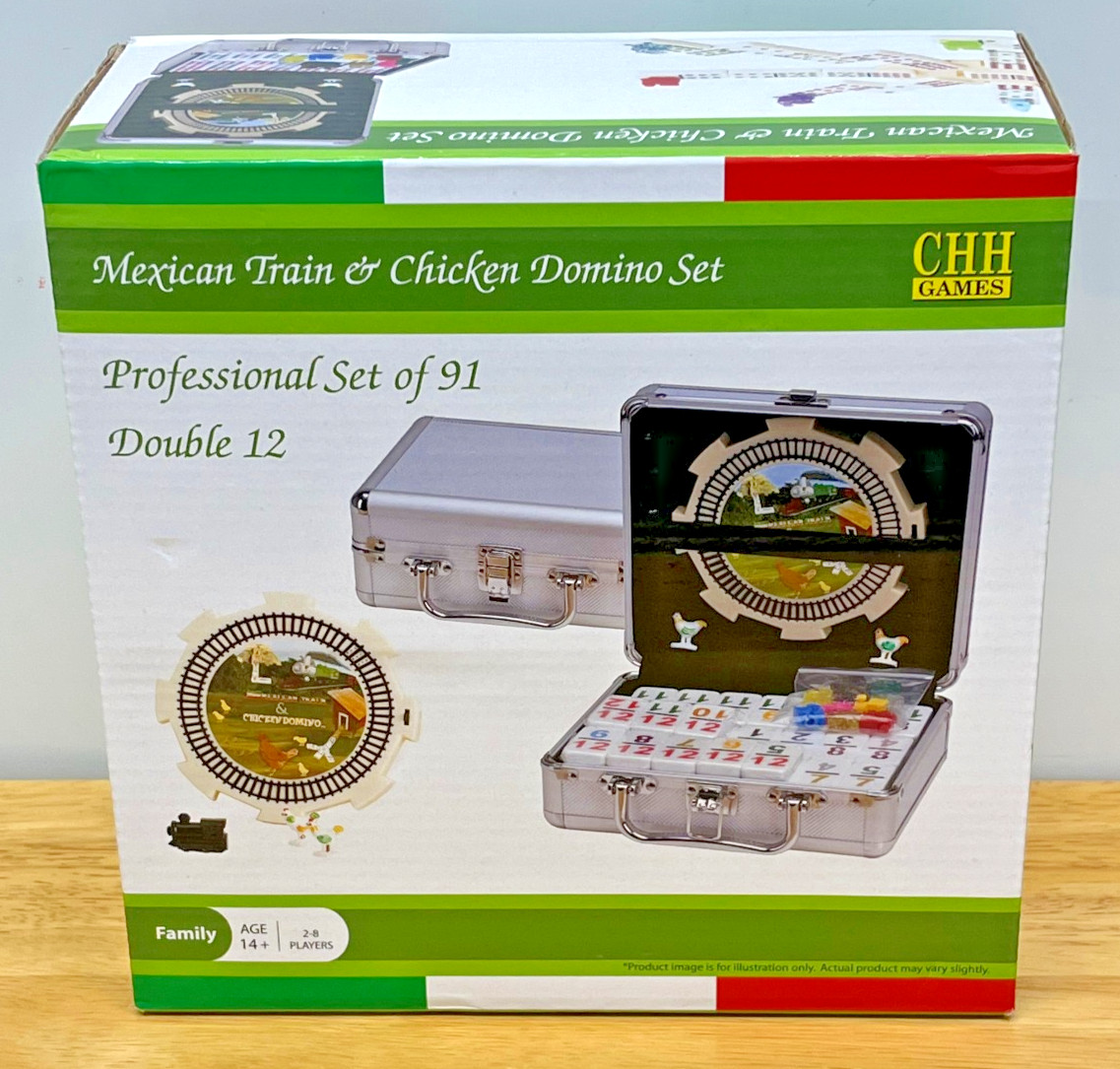 CHH Games Mexican Train & Chicken Domino Set Pro Set of 91 Double 12 w/ Case NIP