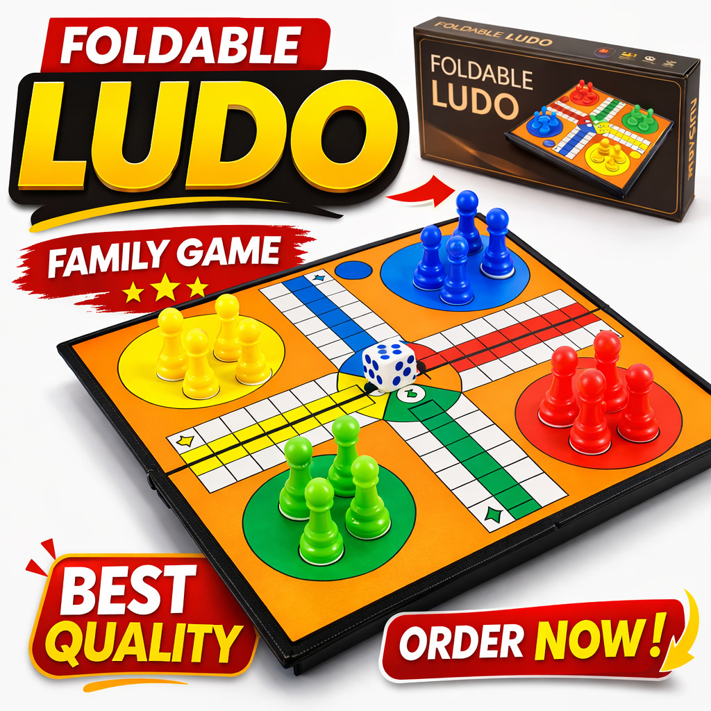 Ludo Game Set Strategy Game Parent Interaction with Foldable Board Travel Family