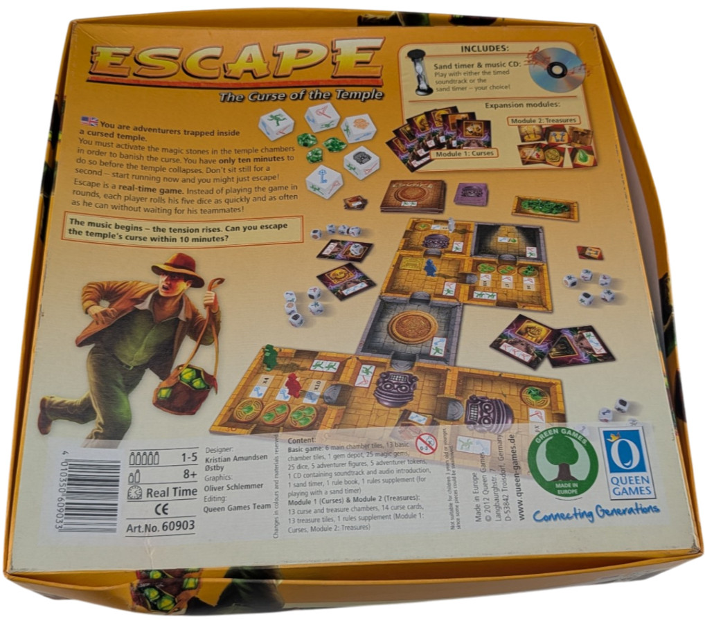 Escape The Curse of the Temple Board Game 2012 Queen Games Modules 1 2 CD Timer