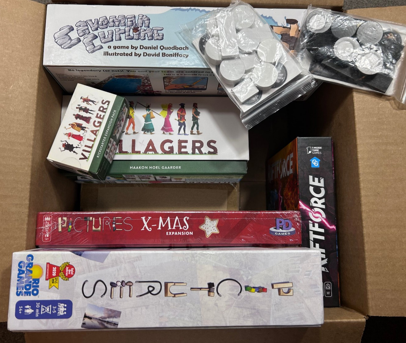 Lot of 6 – Board Game Family Villagers Caveman Curling Pictures X-Mas Rift Force