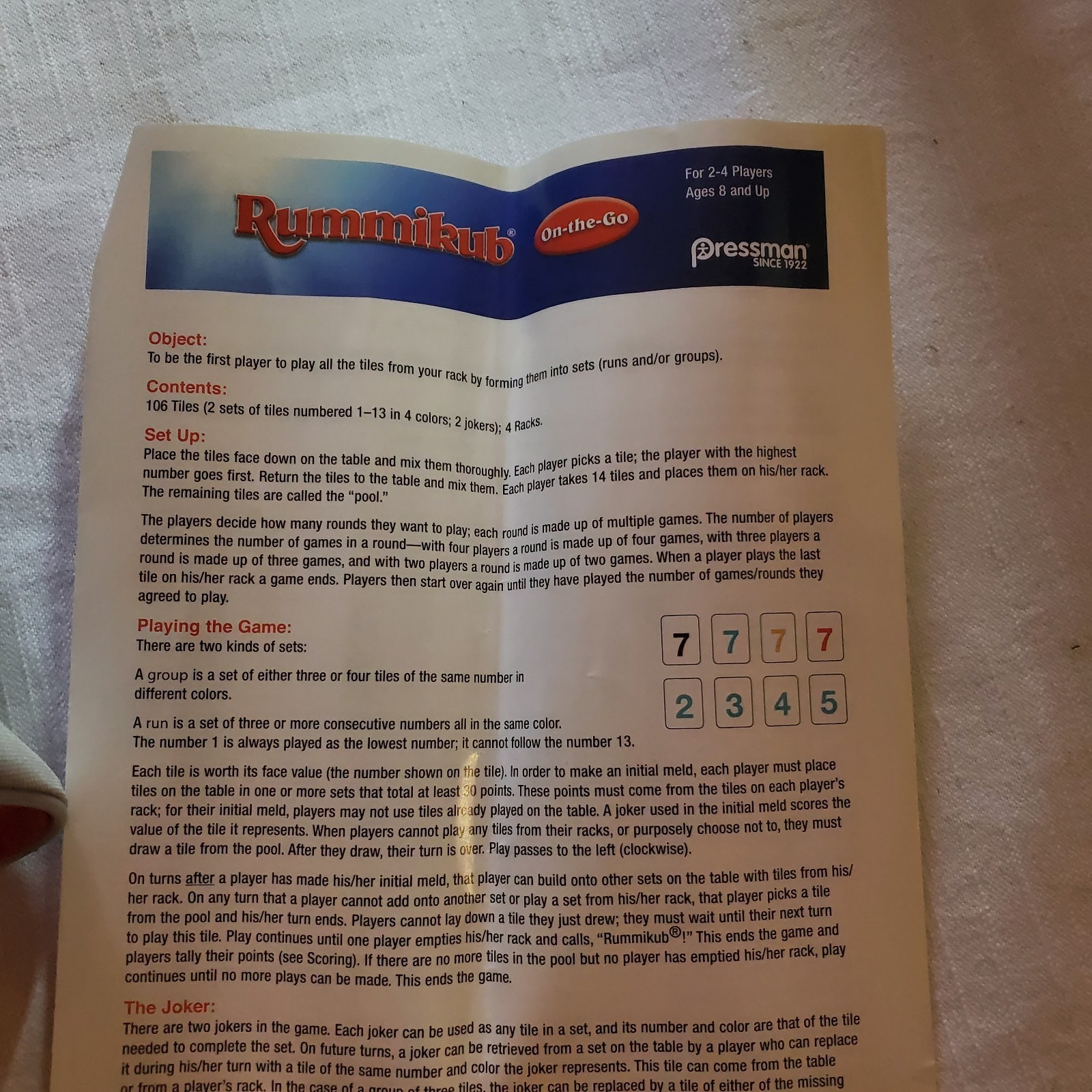 Pressman Rummikub On The Go Travel Tile Game Complete Family Strategy Case Small