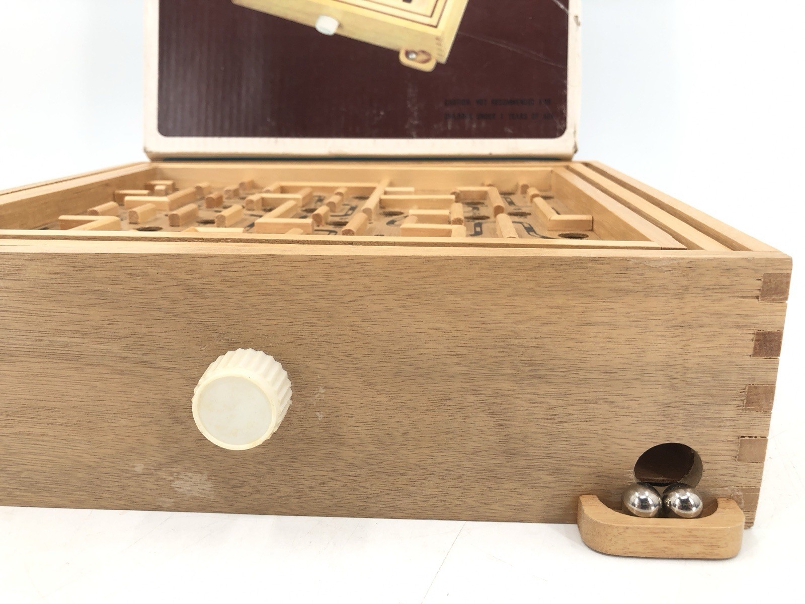 Vtg 80s Labyrinth Wooden Steel Ball Marble Tilting Maze Puzzle Game Roll-A-Maze
