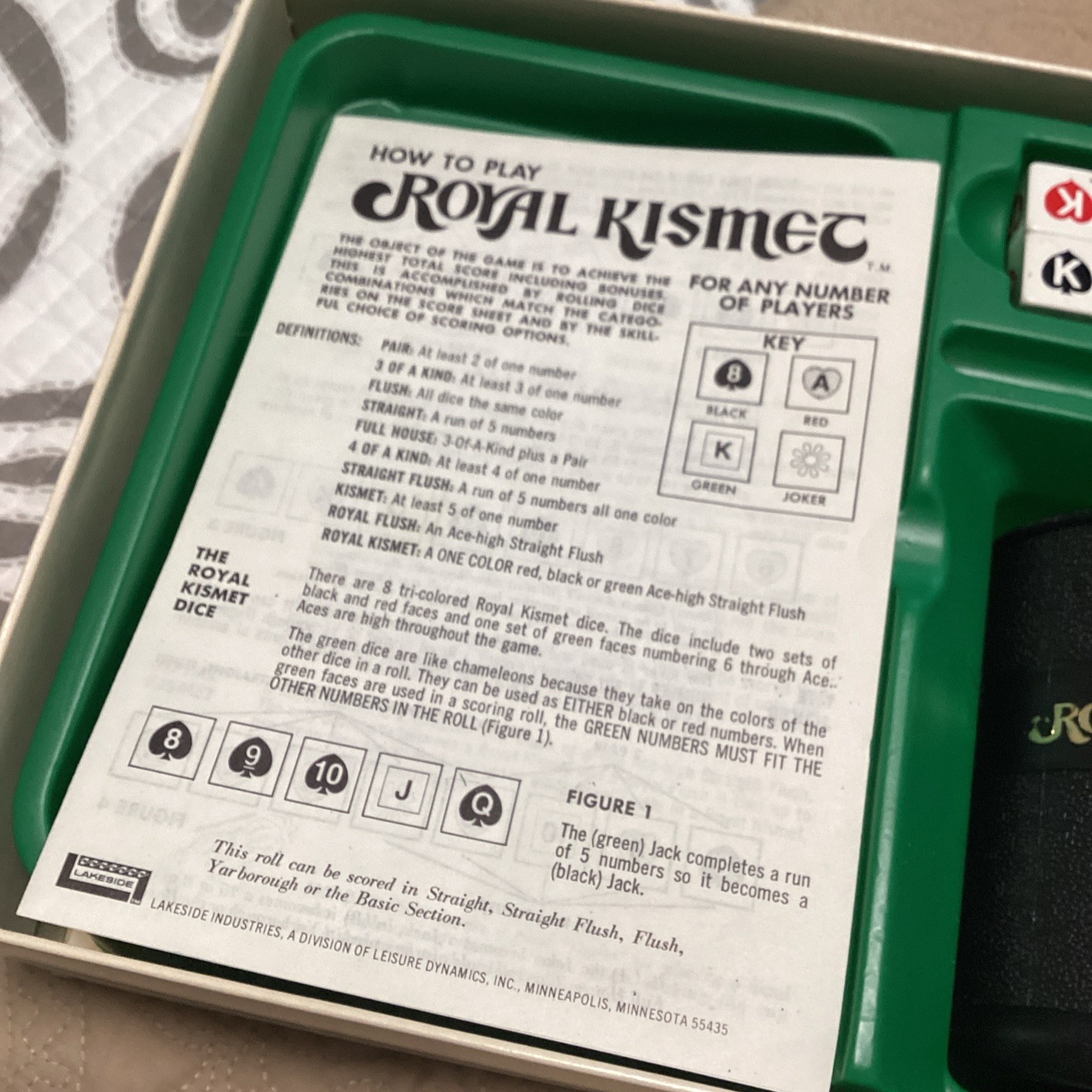 Royal Kismet Poker Dice Game Complete w Clean Score Pads Lakeside 1974