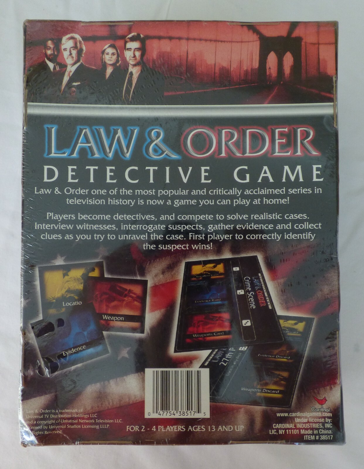 Law & Order Detective Board Game Brand New Sealed Cardinal Games 2-4 Players