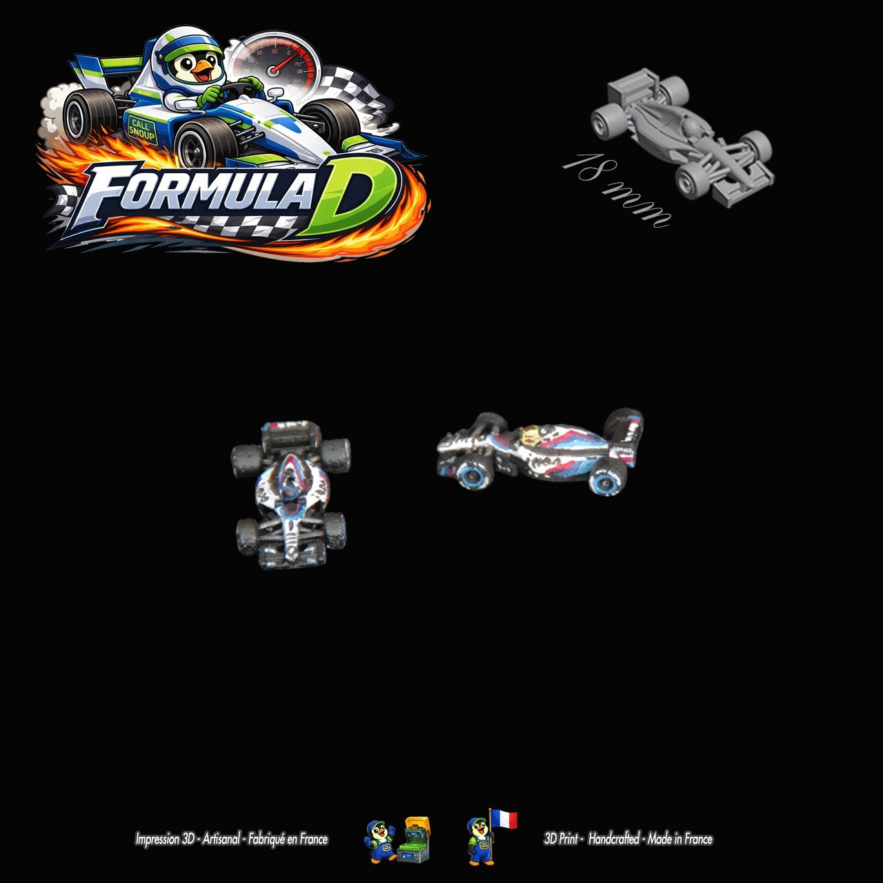 10 miniatures de Formule 1 – Formula D / Formule Dé (F1 18mm unpainted)