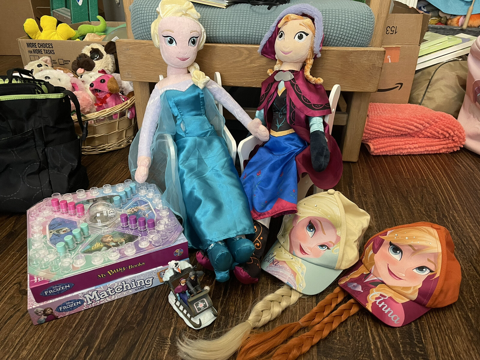 Disney Frozen Pop Up Game, Memory Game, Large Elsa Anna Plush Dolls + Hats