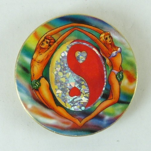 1/4″ Thick 2.5oz Heavy Brass Double Sided Pogs Slammer Poison Skull Yin Yang