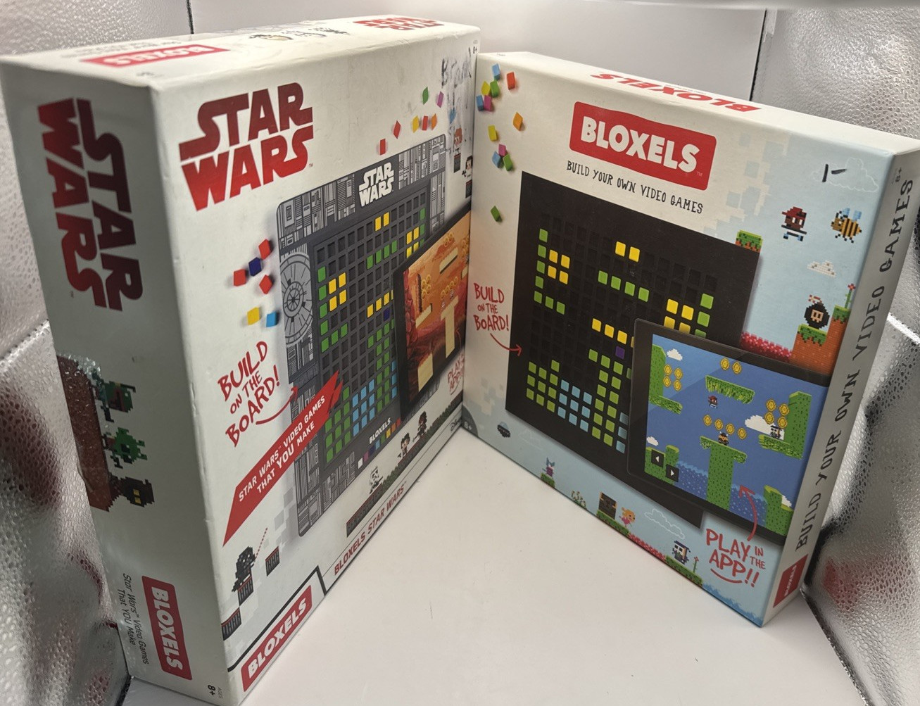 Lot of 2 Mattel Bloxels Board Video Games Basic and Star Wars.