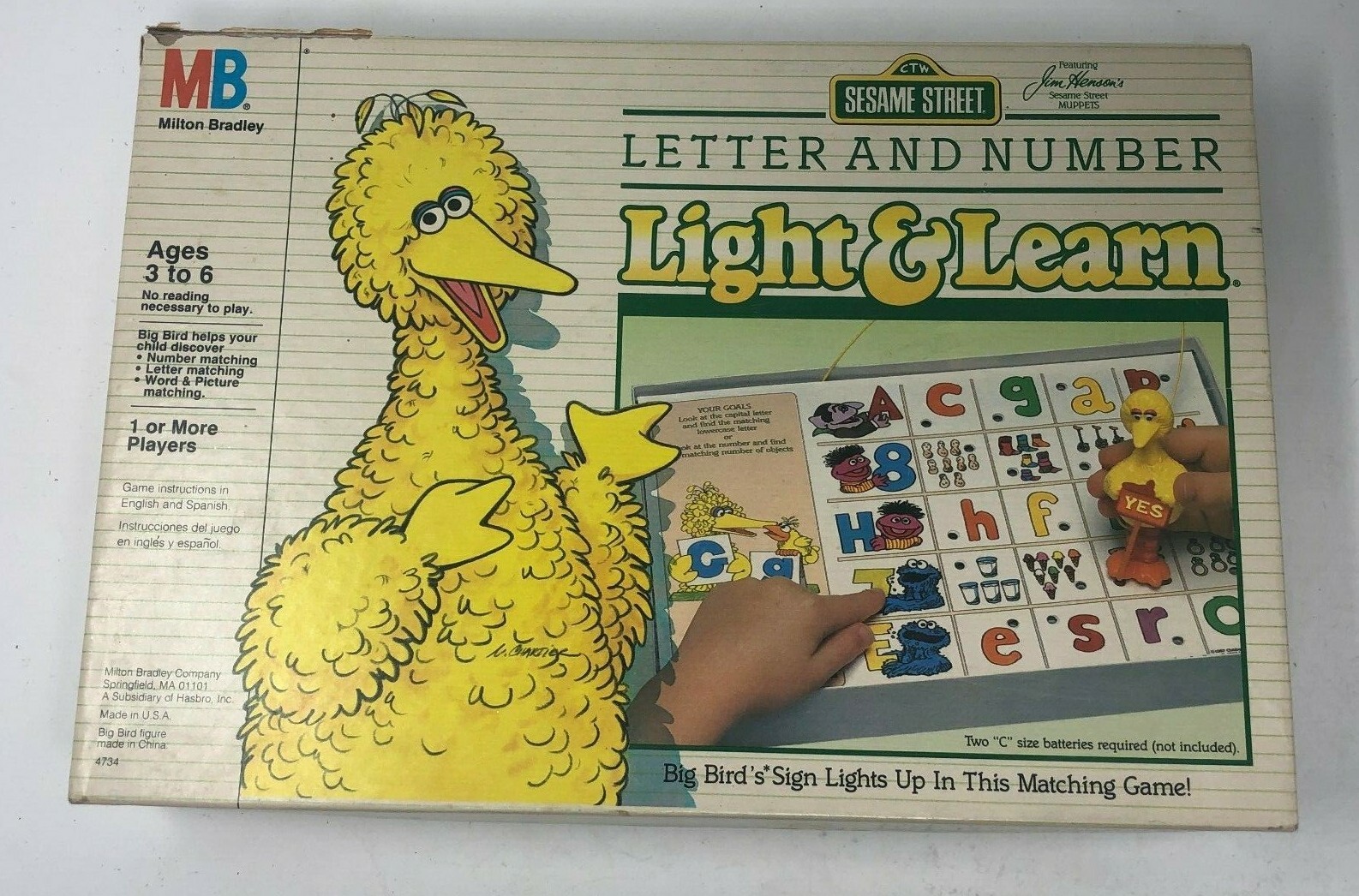 Vintage 1986 Sesame Street Light and Learn Letter & Number Matching Game – Works