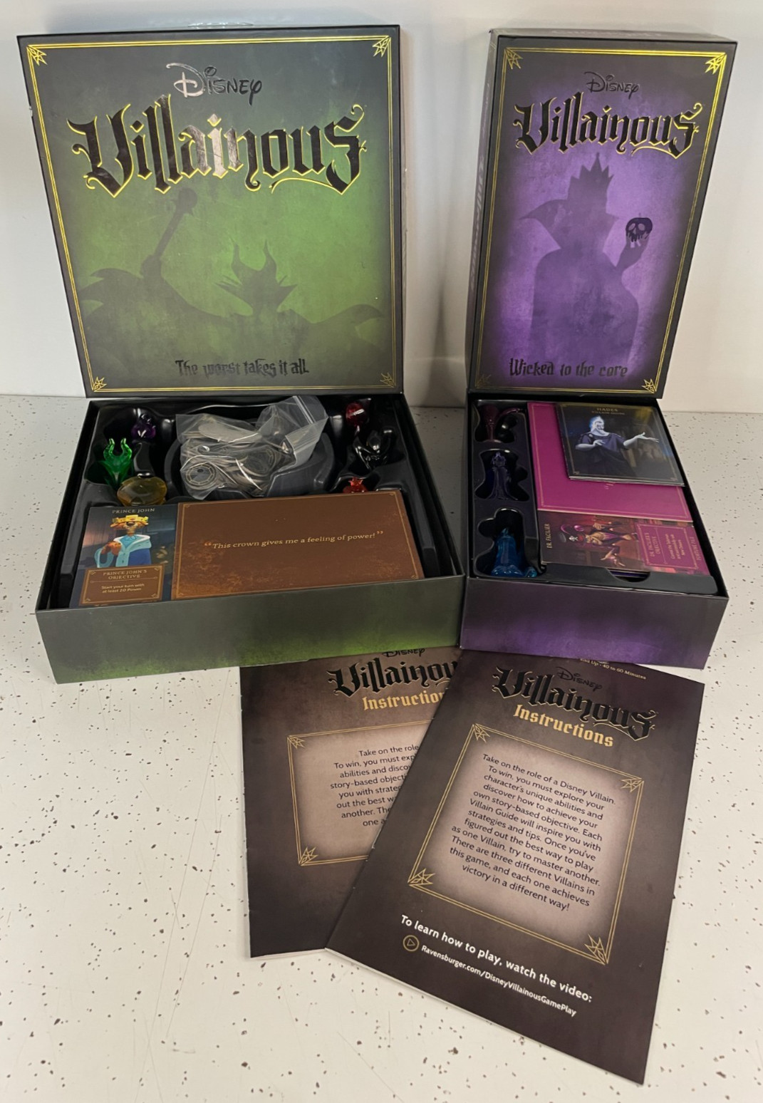 Disney Villainous Board Game with Wicked to the Core Expansion ~ Complete!