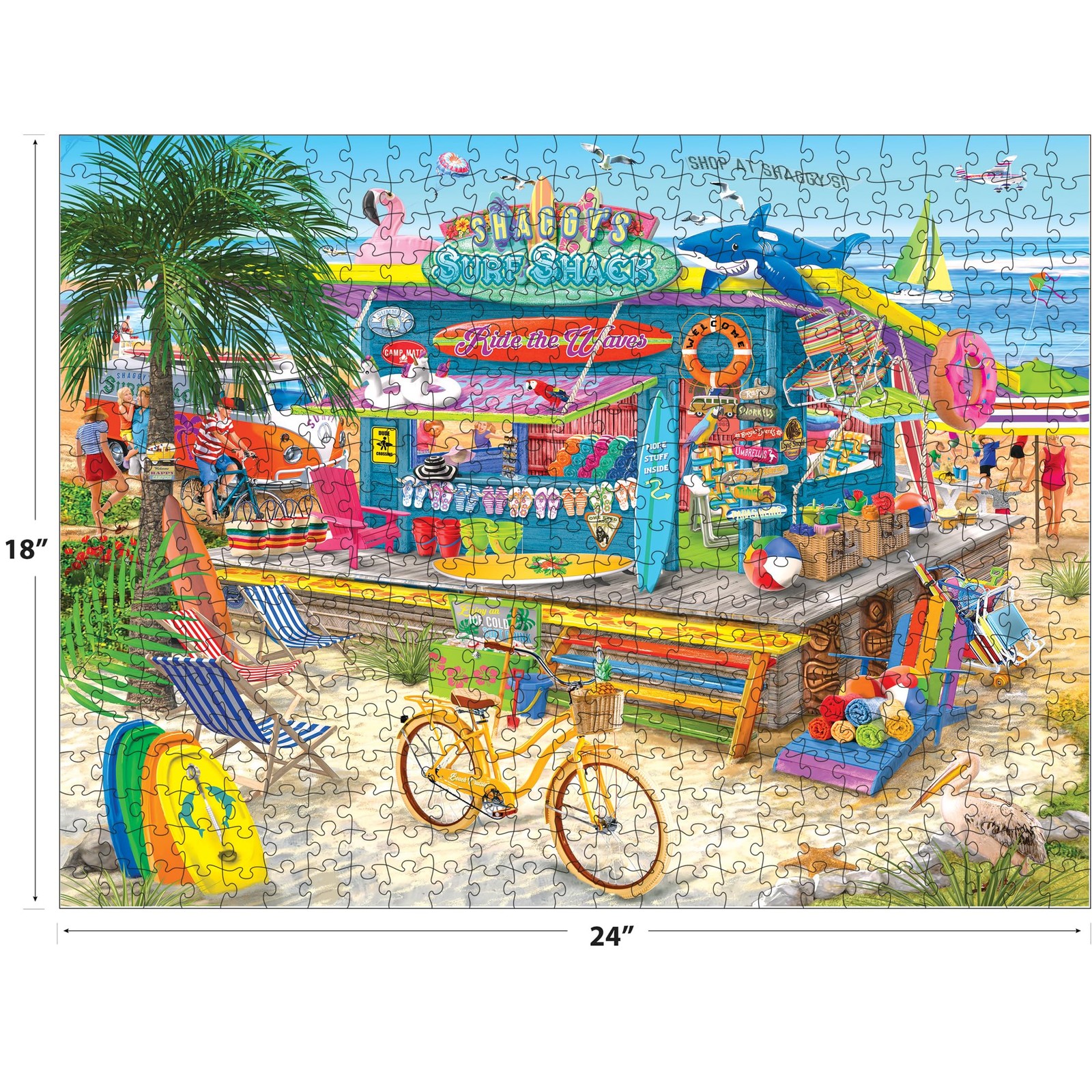Jigsaw Puzzle 500 Piece Shaggy s Surf Shack 18 x 24 RoseArt Chris Bigelow Ocean