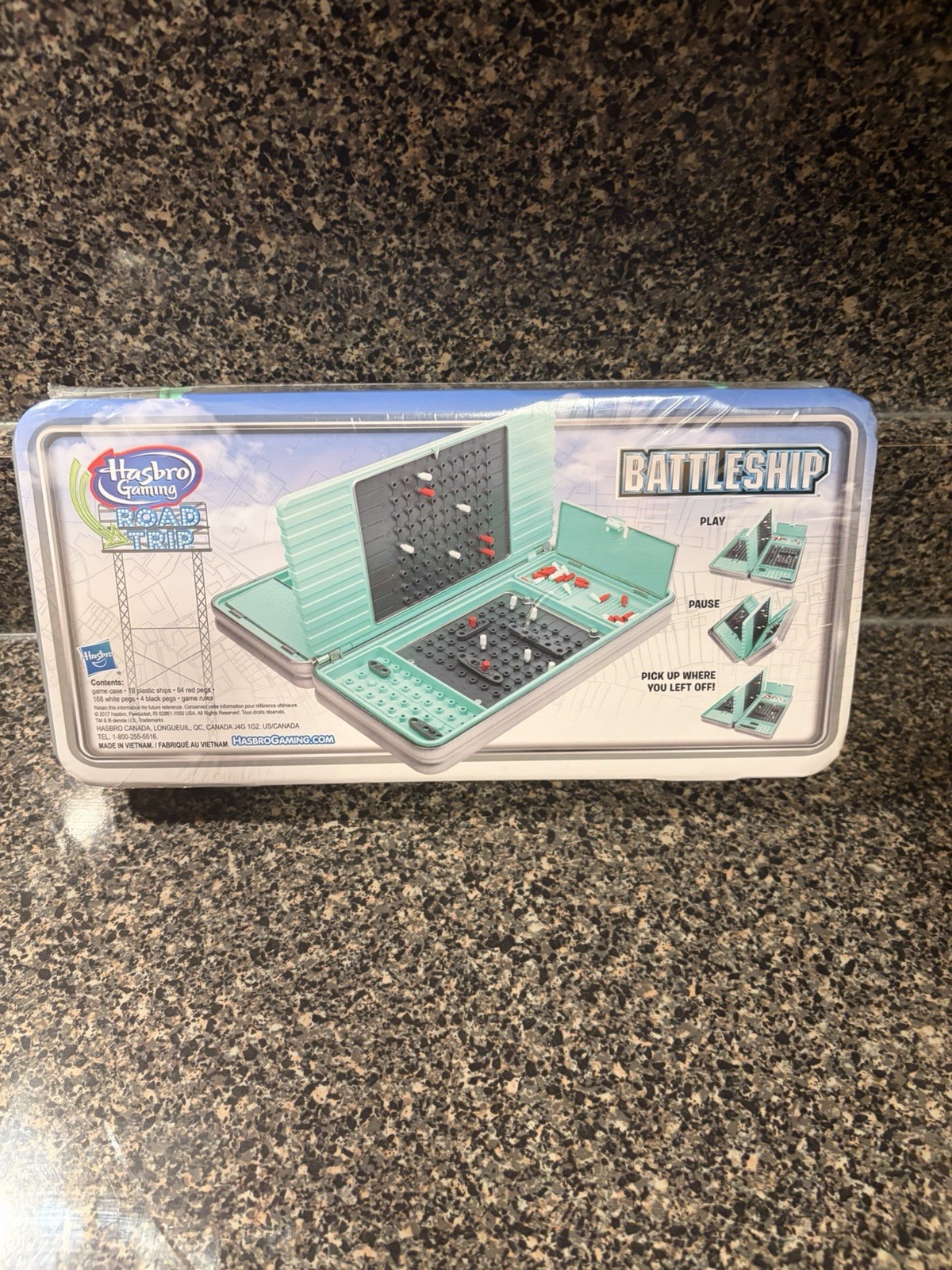 Hasbro Gaming Battleship Travel Game Portable Case Strategy Ages 7+ 2 Players