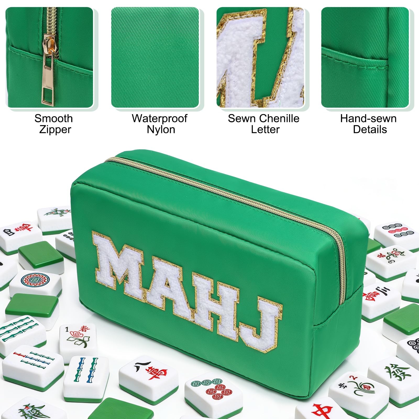Mahjong Tile Bag Mahjong Bag with Zipper Travel Mahjong Carrying Case Storage…