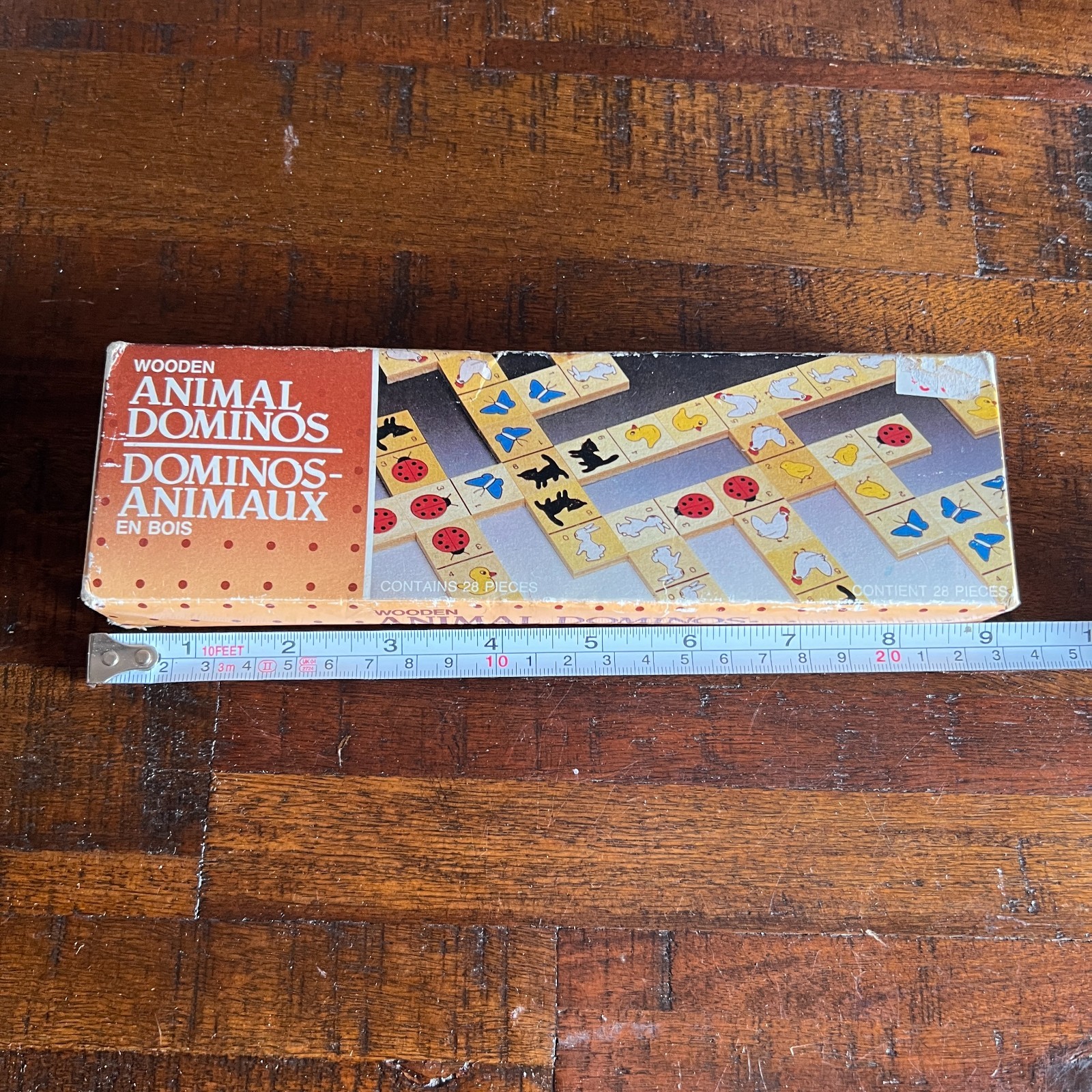 Vintage 1985 Action Industries Wooden Animal Dominoes Game Complete 28 pcs Box