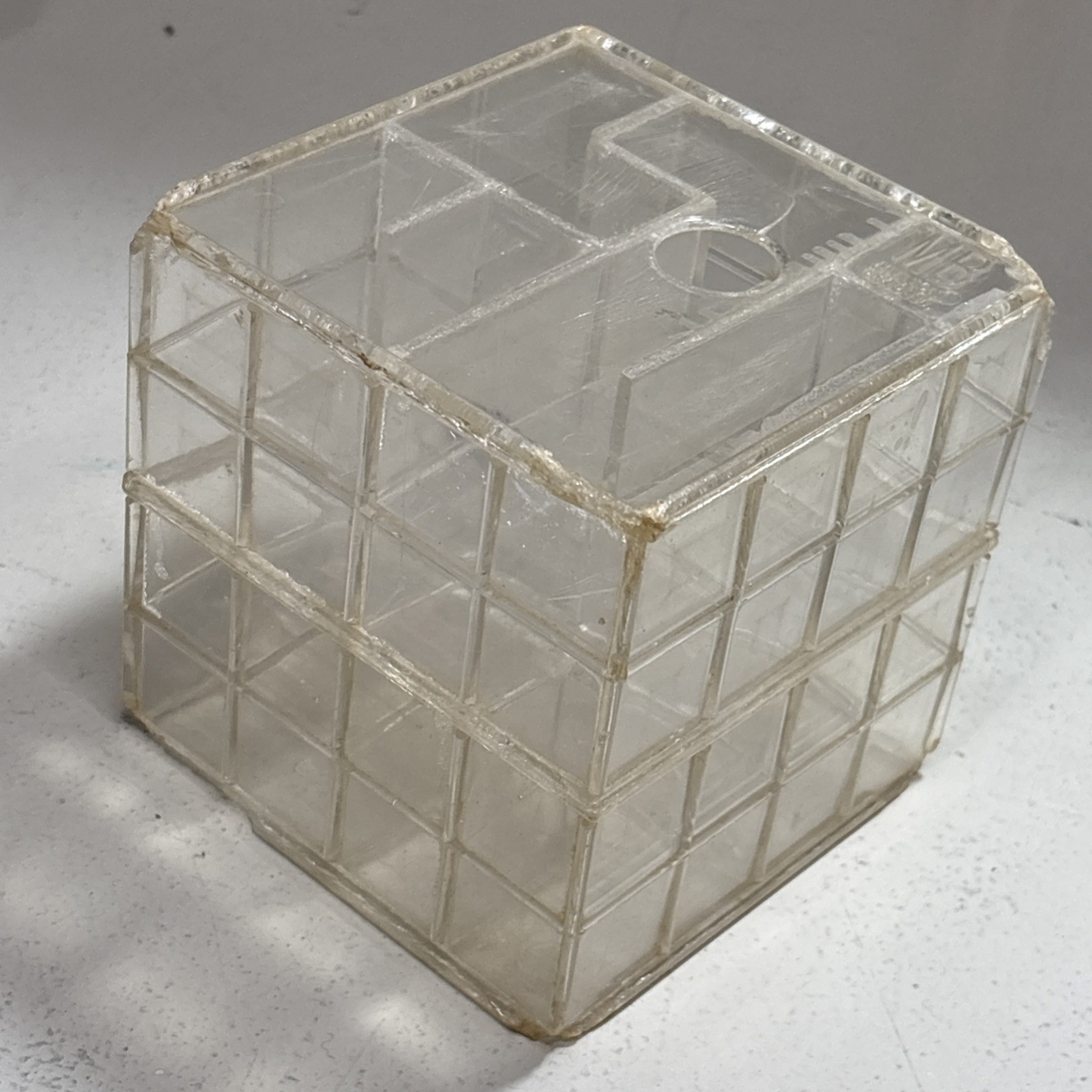 1960’s Milton Bradley Try-It Puzzle Maze Box Game 4″ Cube Vintage w/marble Works