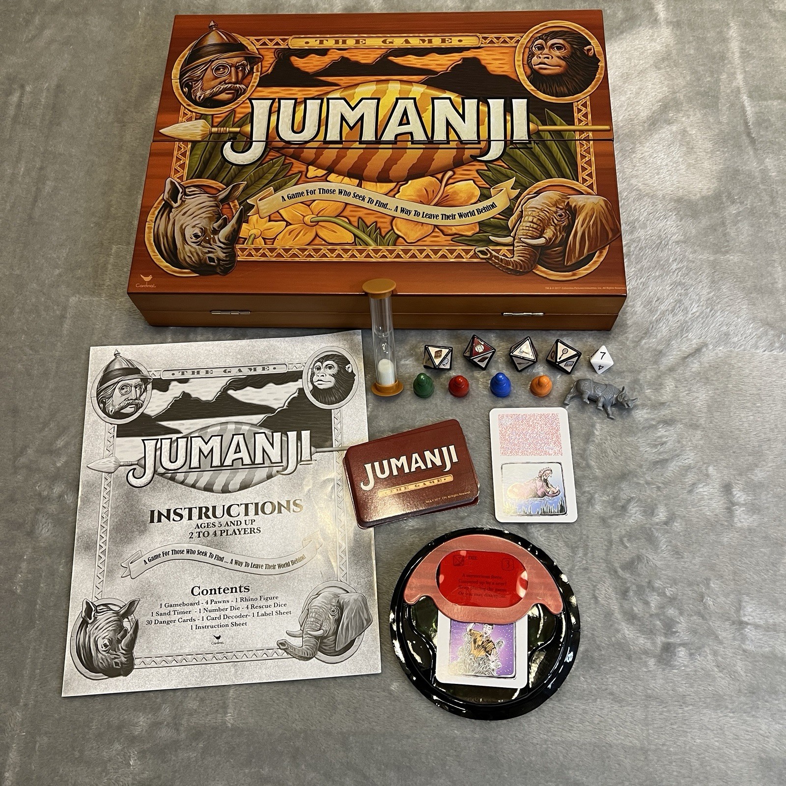 Jumanji Wooden Board Game Cardinal Complete All Pieces 2017 Movie Collectible