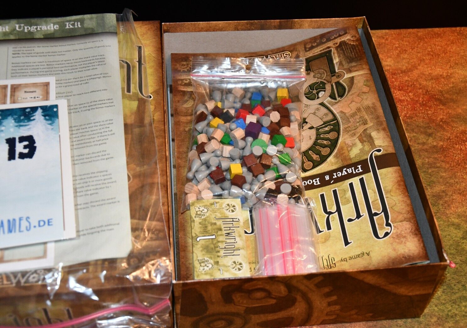 Spielworxx Boardgame Arkwright (English/German Ed) VG W/ Upgrade Kit Unpunched