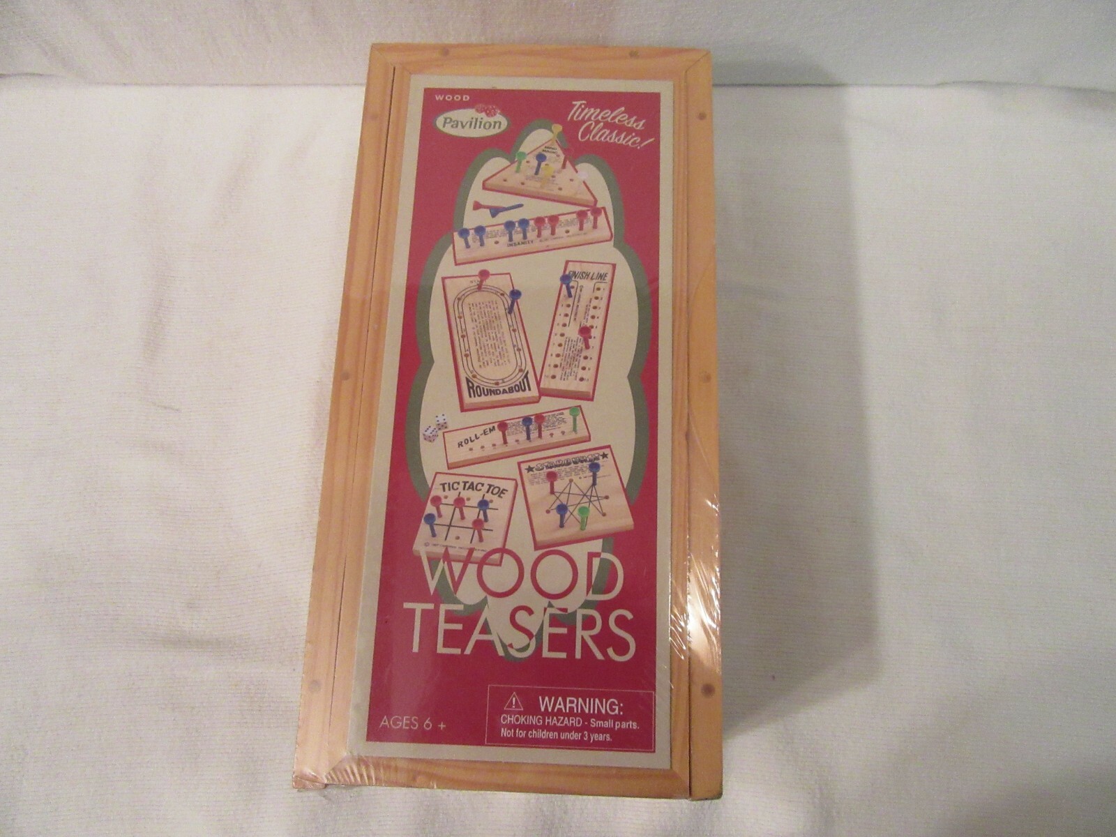 Pavillion Wood Game Set, Brain Teasers, NIB, Classics, Roll-em, Tic Tac Toe, etc