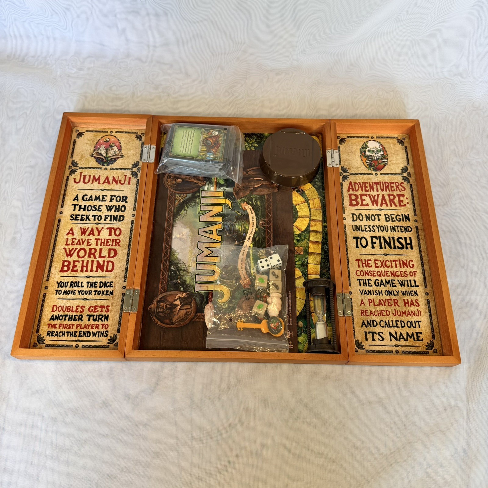 Jumanji The Game Real Wooden Box Edition of the Classic Adventure Game Complete