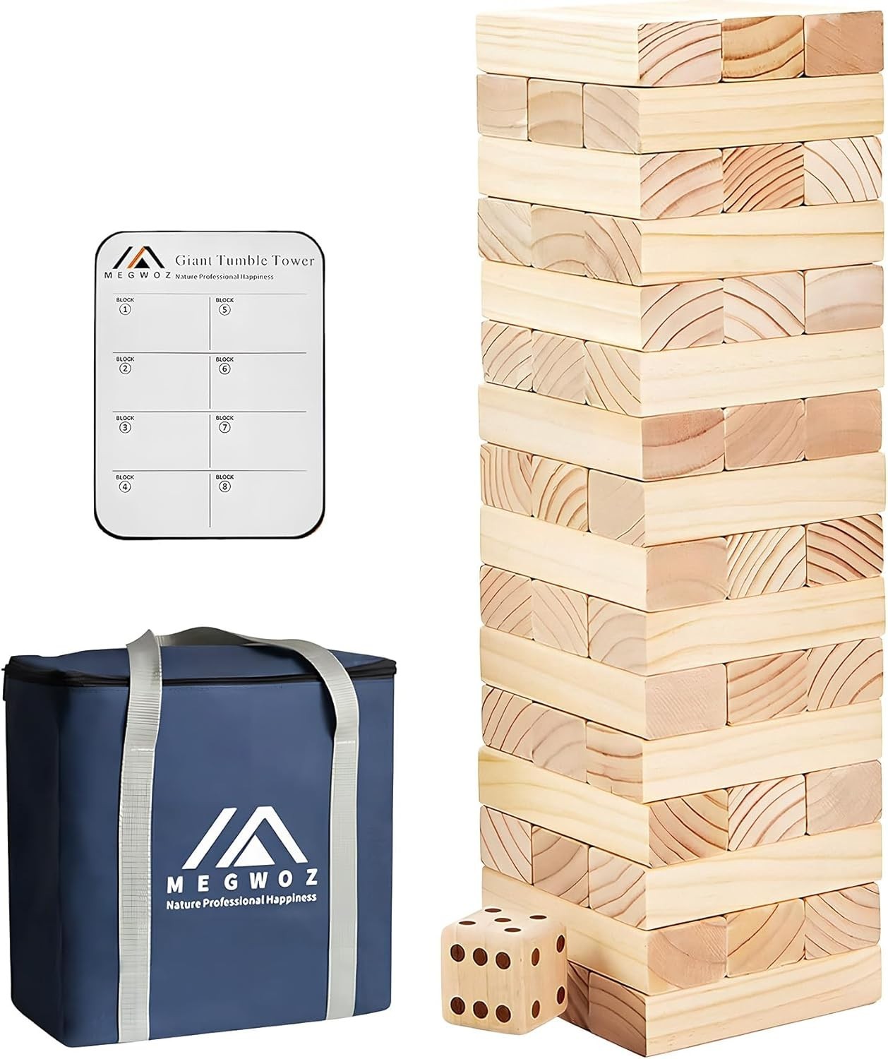 Giant Tumble Tower 60pc New Zealand Pine Blocks Stack to 5ft – Quality