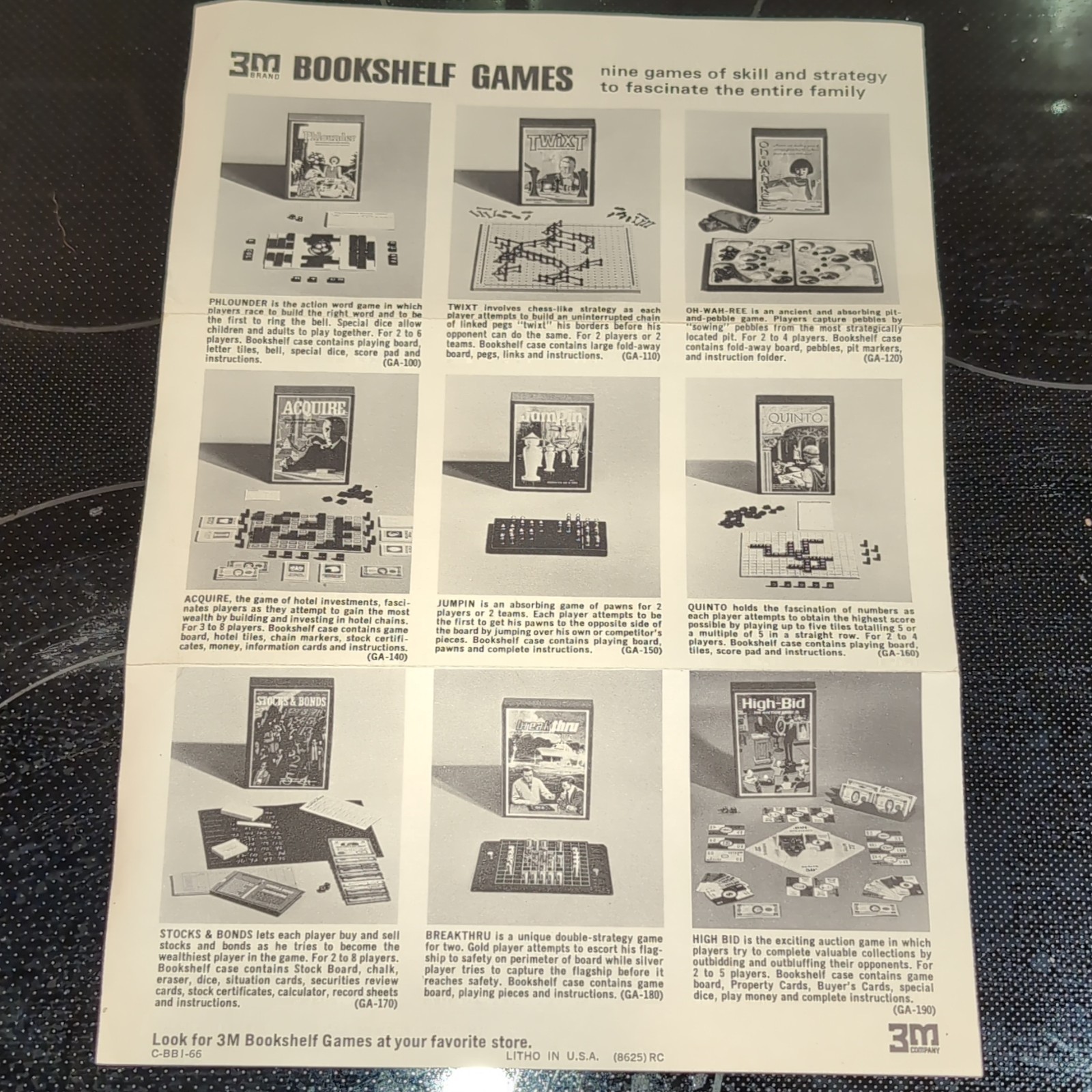 3M Oh-Wah-Ree Bookshelf Game Strategy Board Game 2 Players Ages 8+ 1966
