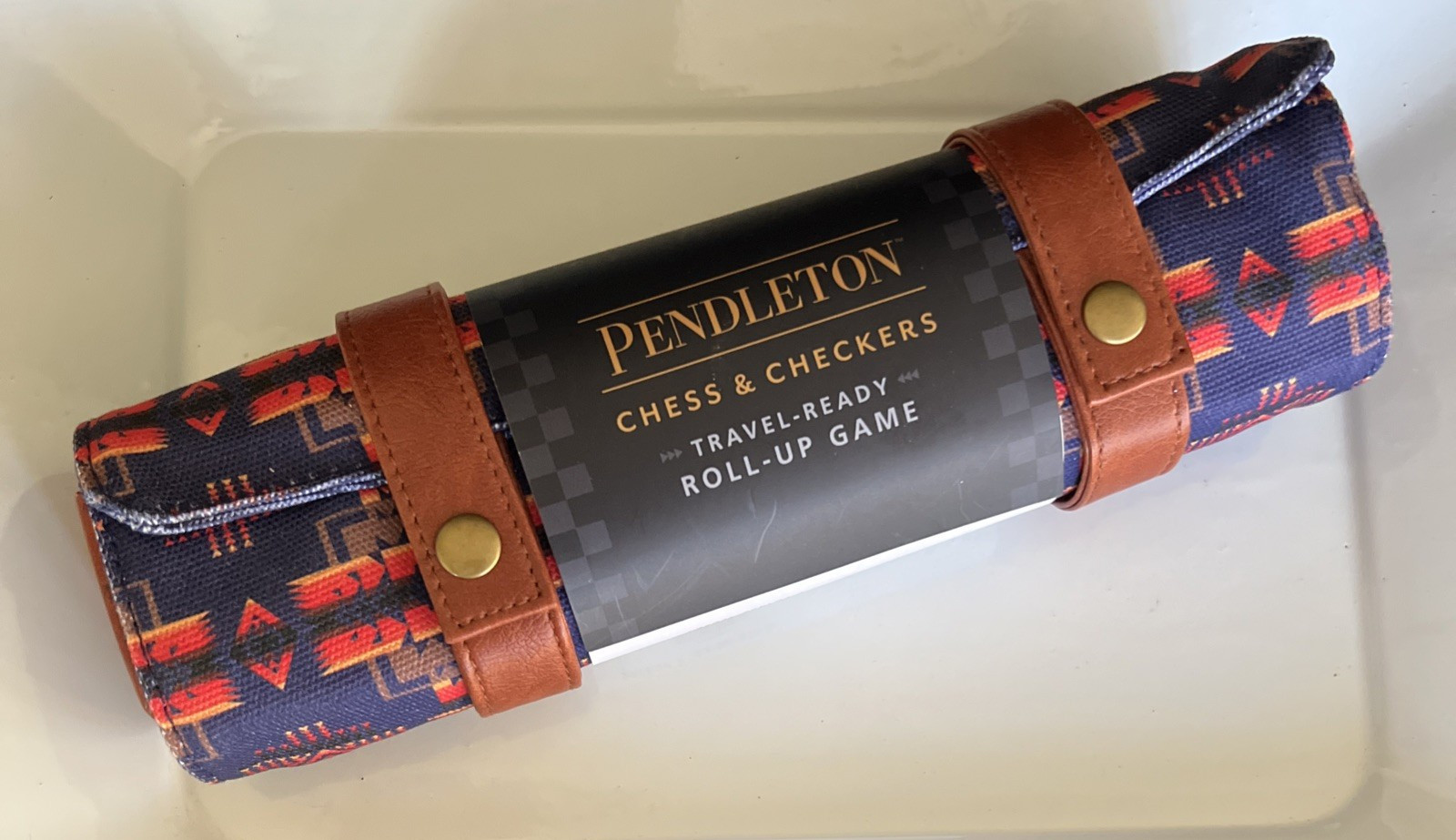 Pendleton Chess & Checkers Set Travel Roll Up Game ~ Camping Beach Cabin Western