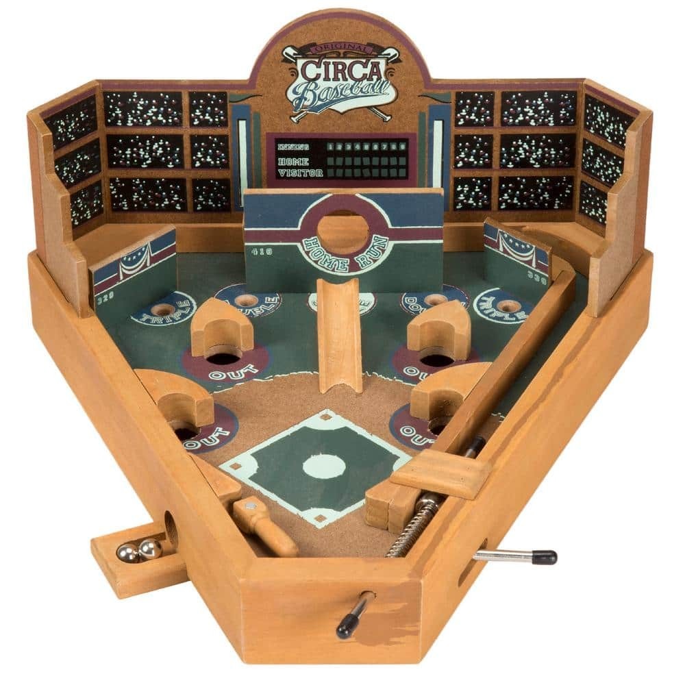 Tabletop Baseball Pinball Game Durable Wood MDF Metal 2-Balls 13″L x 12.25″W