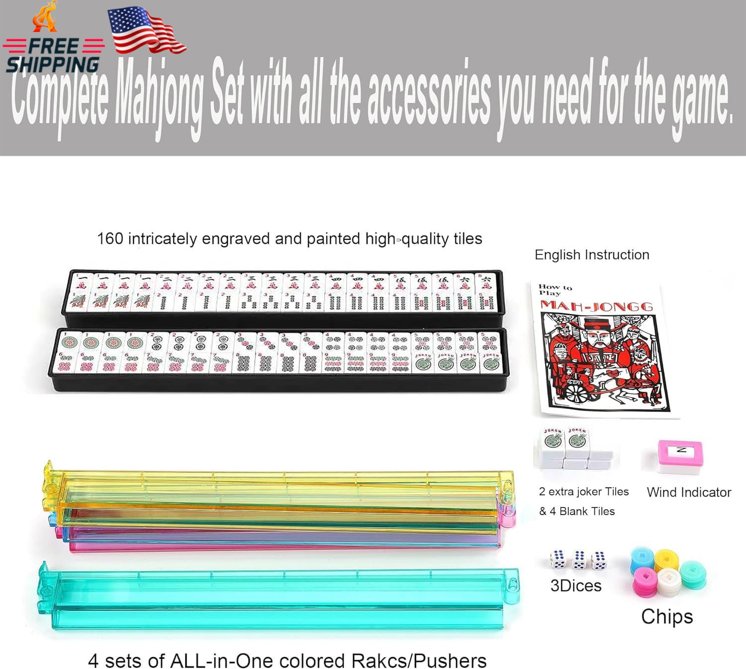 Mose Cafolo American Mahjong Game Set – Red (Burgundy) Quilted Soft Bag – 166 Wh