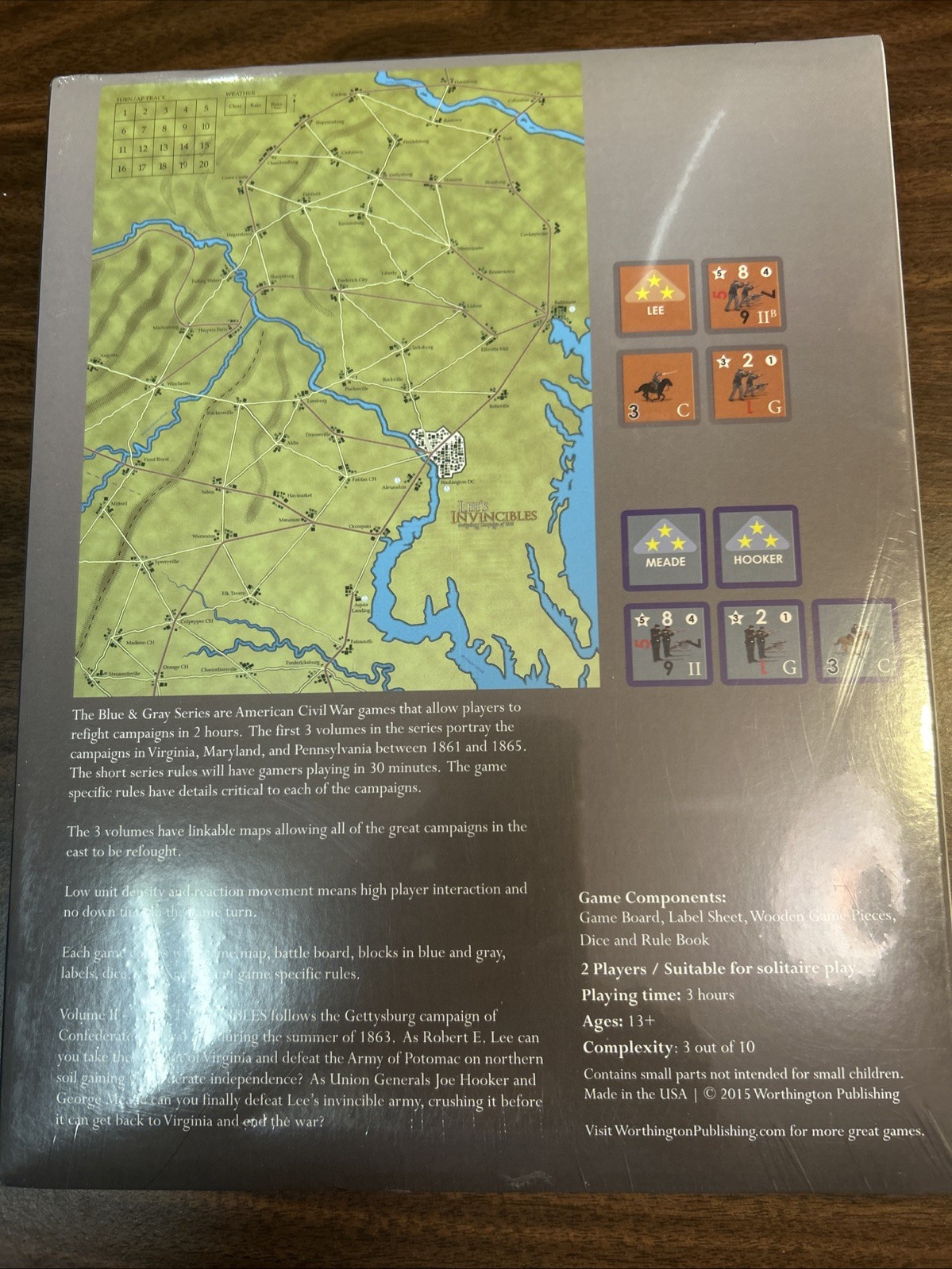 Worthington Wargame Lee’s Invincibles, Gettysburg Campaign of 1863 Box VG+/NM