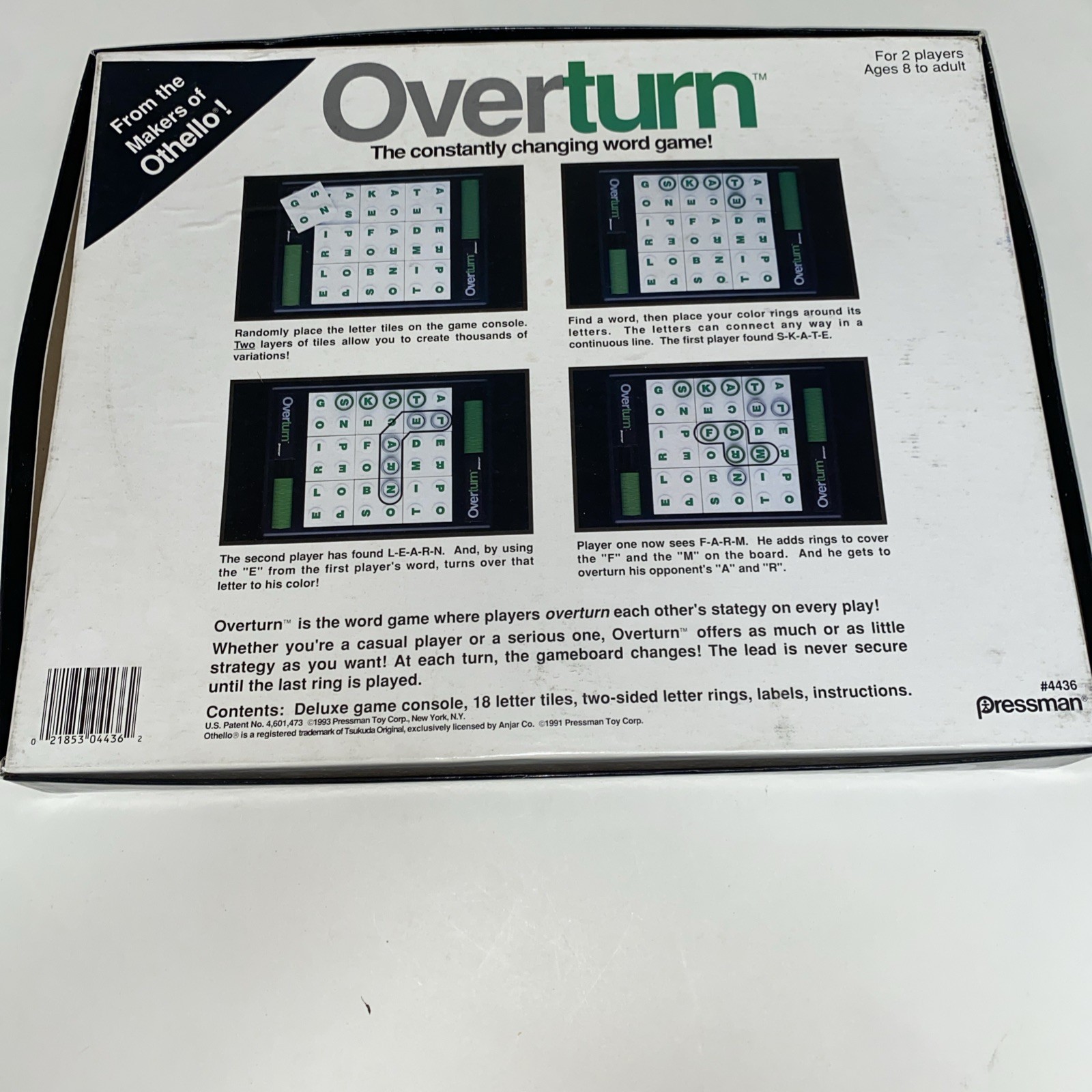 Othello 1984 & Overturn 1993 Board Games Strategy Vintage COMPLETE VG
