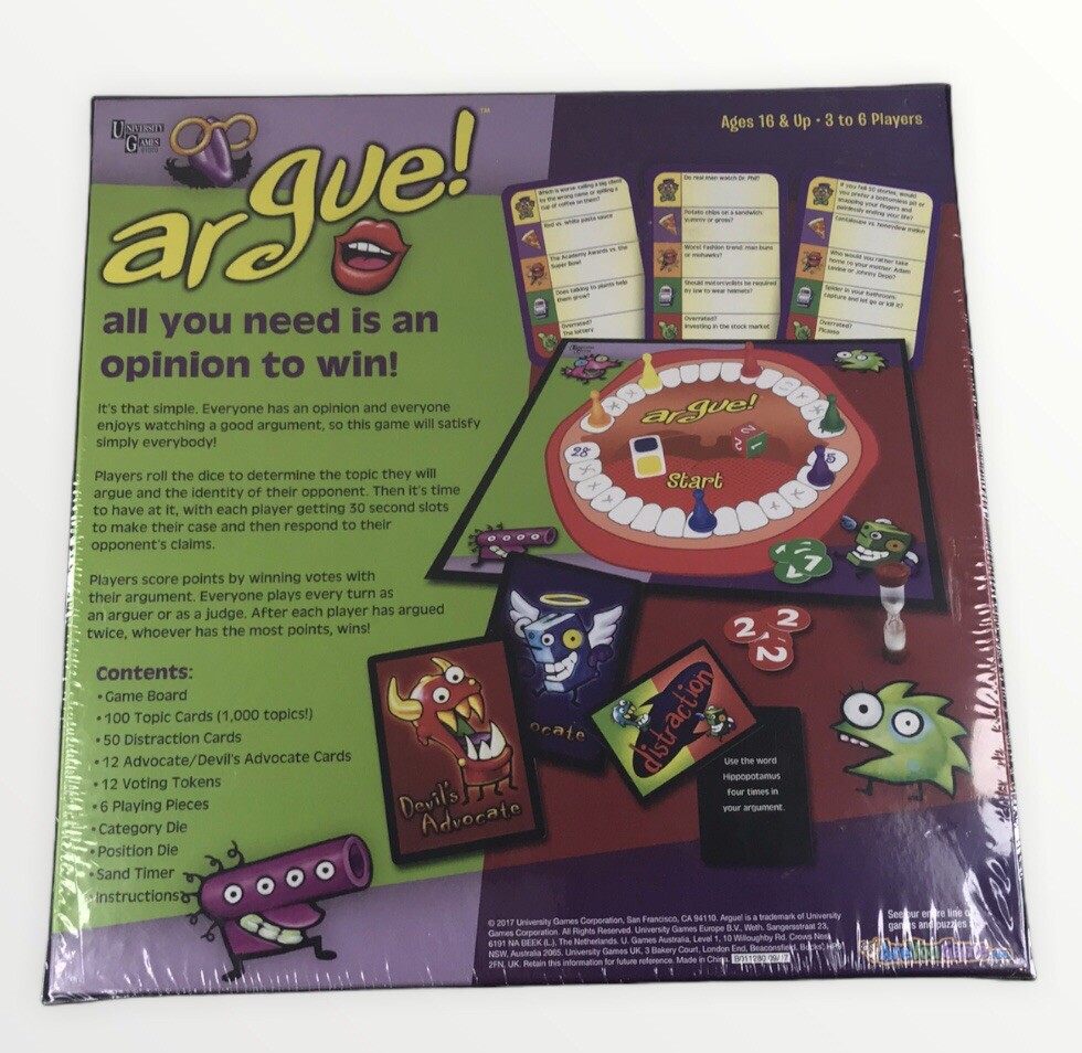 Argue! Multi-Player Party Game University Games Ice Breaker Ages 16+ New Sealed