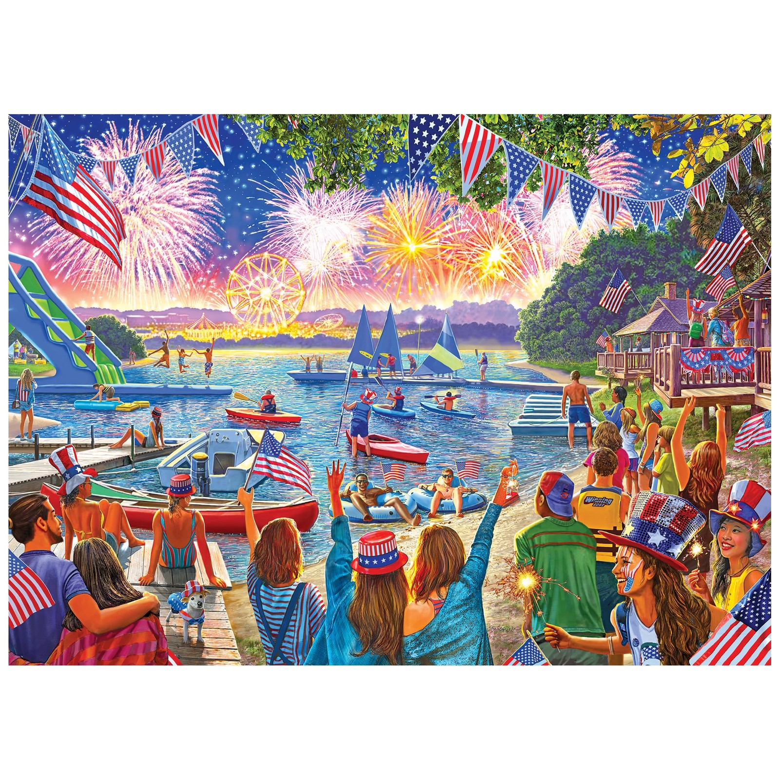 Jigsaw Puzzle 1000 Piece 4th of July Fireworks Patriotic RoseArt Kodak