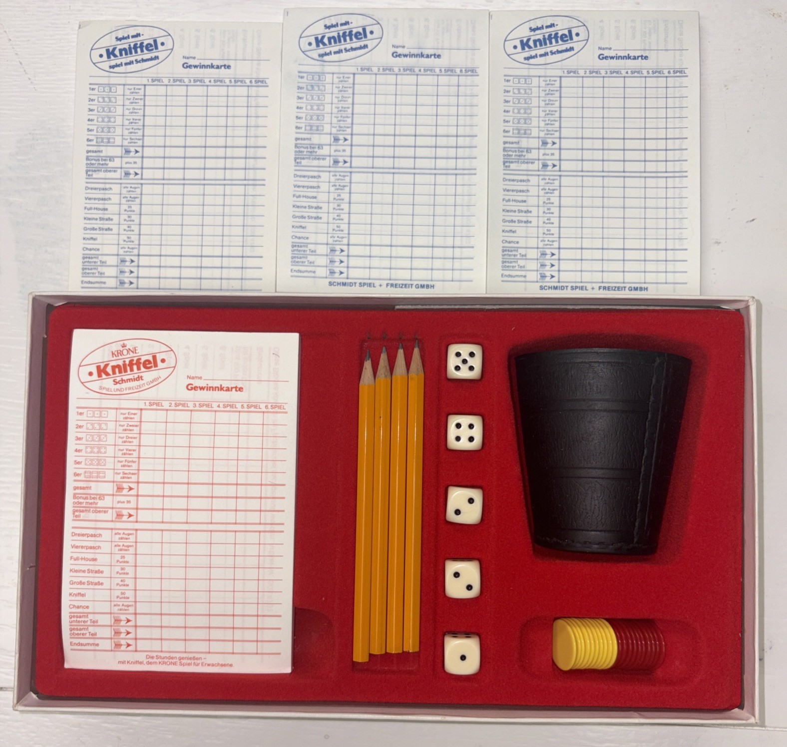 Schmidt Spiele German Kniffel Yahtzee Dice Game Germany New Extra Scorecards 70s