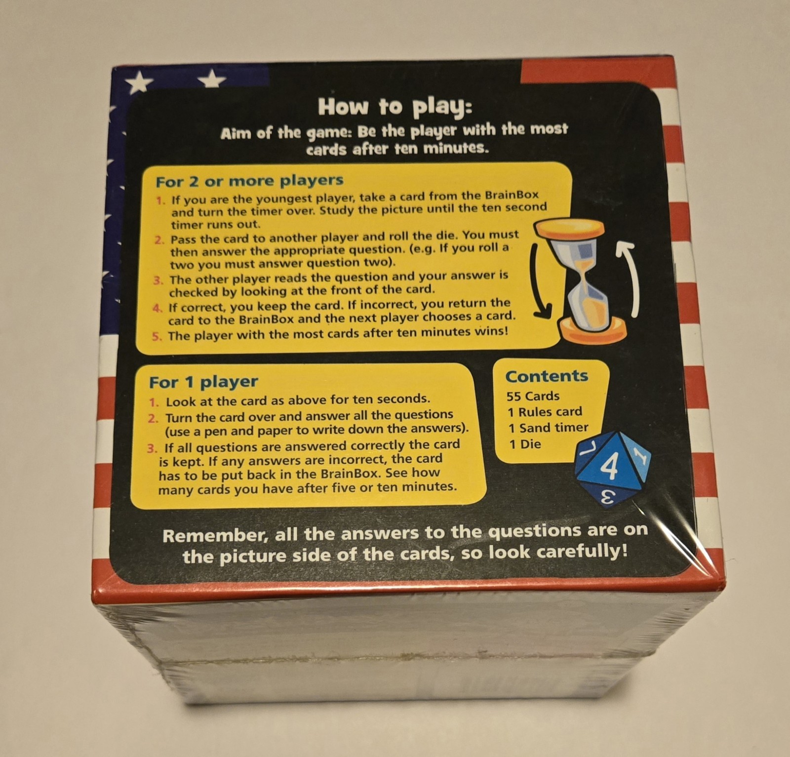 Brain Box, The USA, Board Game, NEW! Challenge Learn States, Capitals, Age 8 up