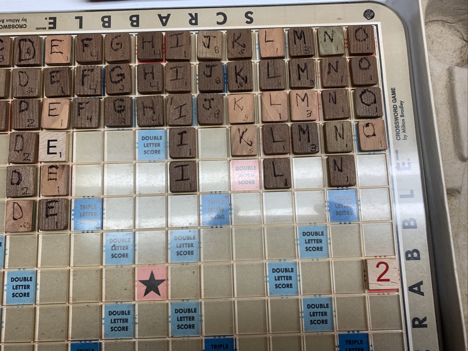 Scrabble Deluxe Edition Crossword Board Game Rotating Table- Incomplete Handmade
