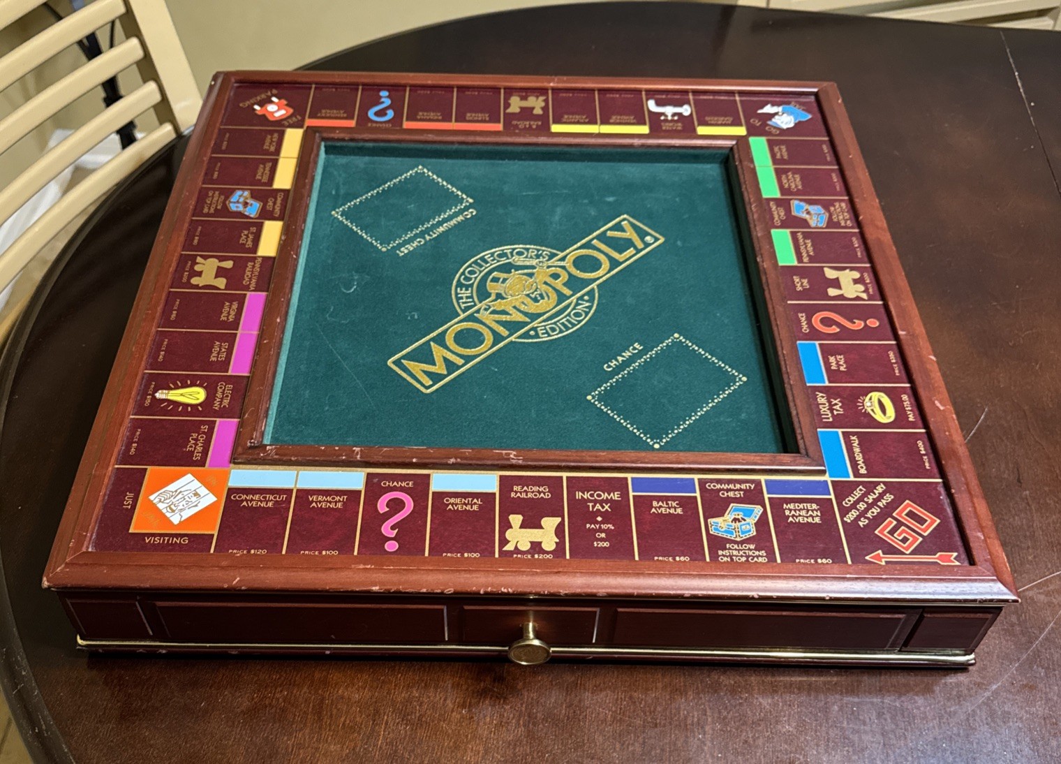 Monopoly Collector’s Edition Franklin Mint Wood Game Board w/ Standard Pieces