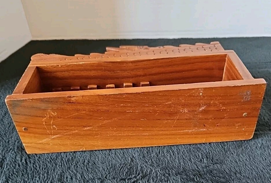Unique Asian Dragon Themed Handmade Wooden Camshaft Marble Ball Mover Roller Vtg