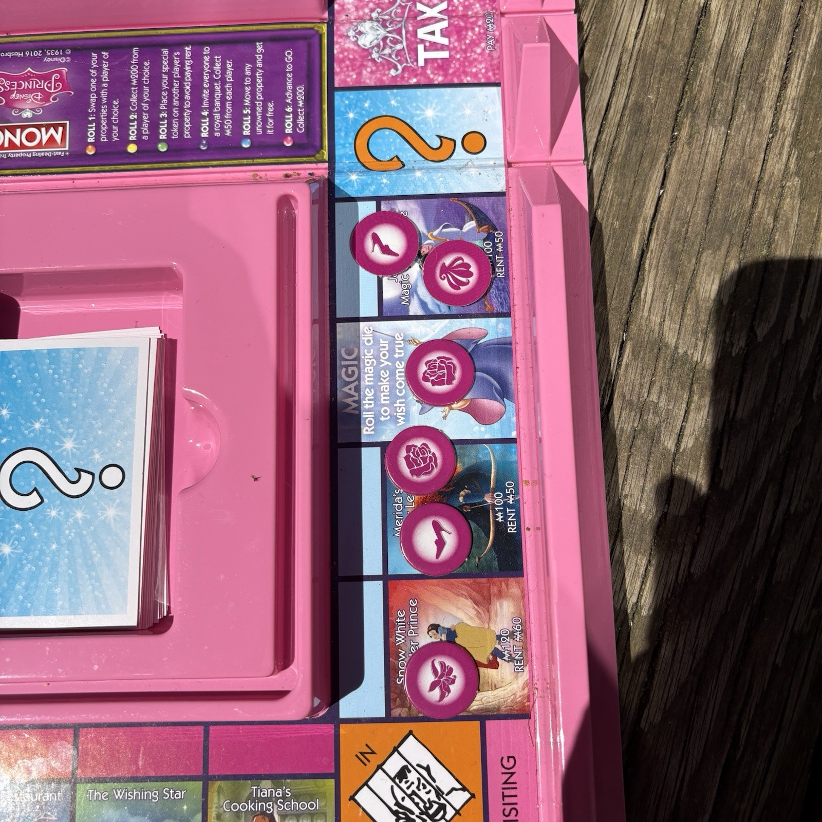 Hasbro Monopoly: Disney Princess Board Game w/ Open & Play Game Case Open Box