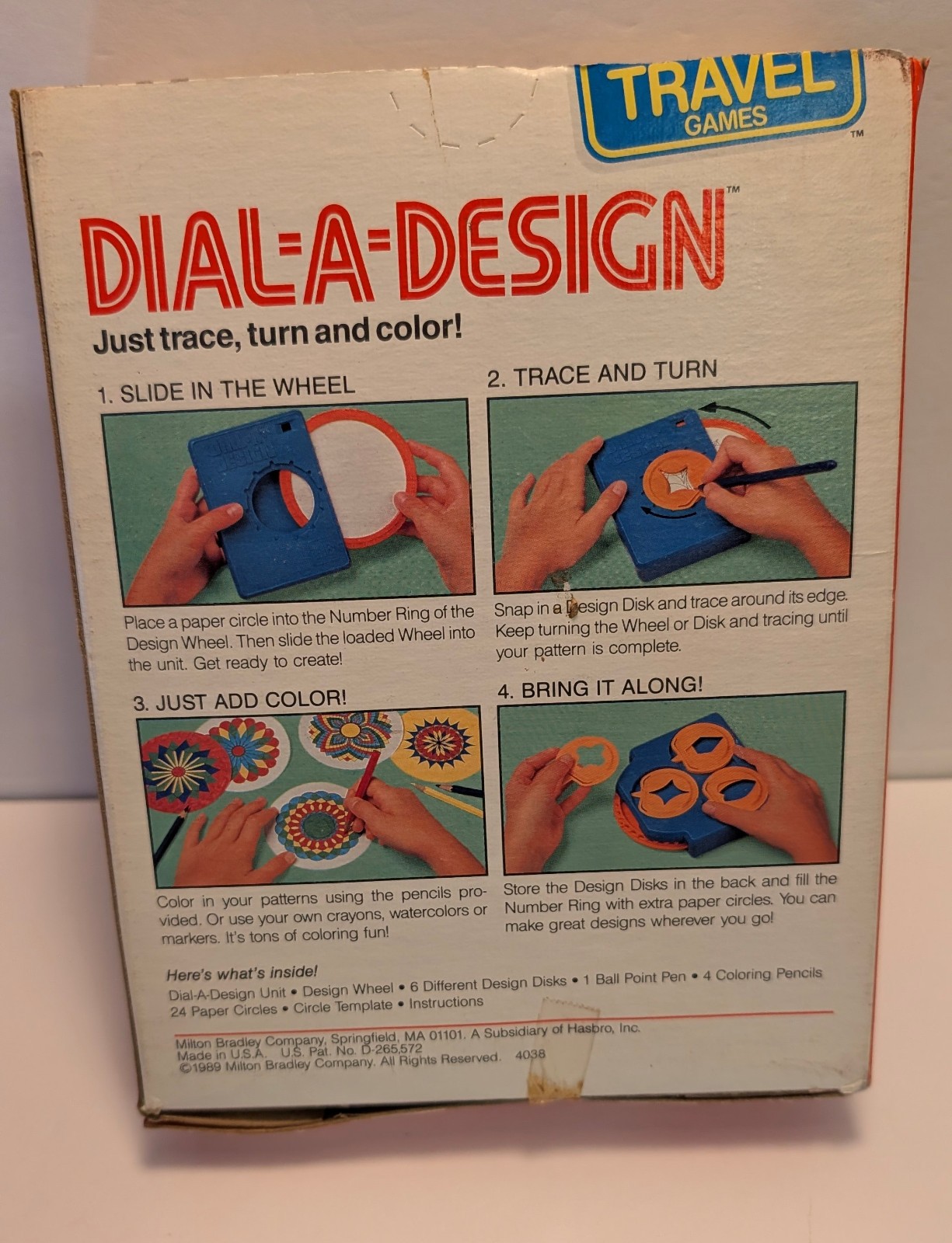 Vintage 1989 Milton Bradley DIAL A DESIGN Travel Games Toy Ages 5 and up