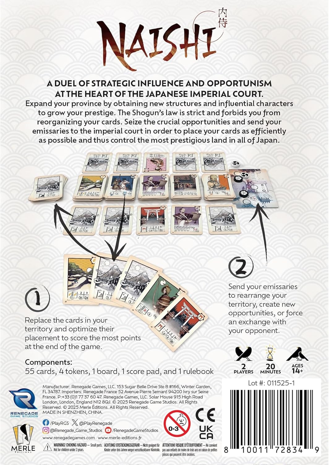 Renegade Games: Naishi – Hand-Management Card Game, Strategic Duel at The Heart
