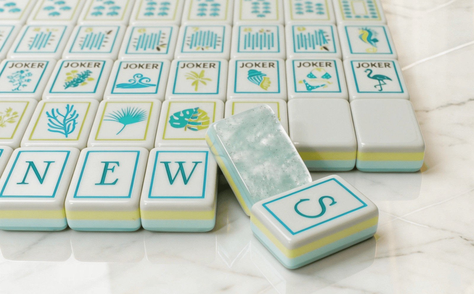 Engraved American Mahjong Tiles set ,160 Prestige Costal Seas & Coral