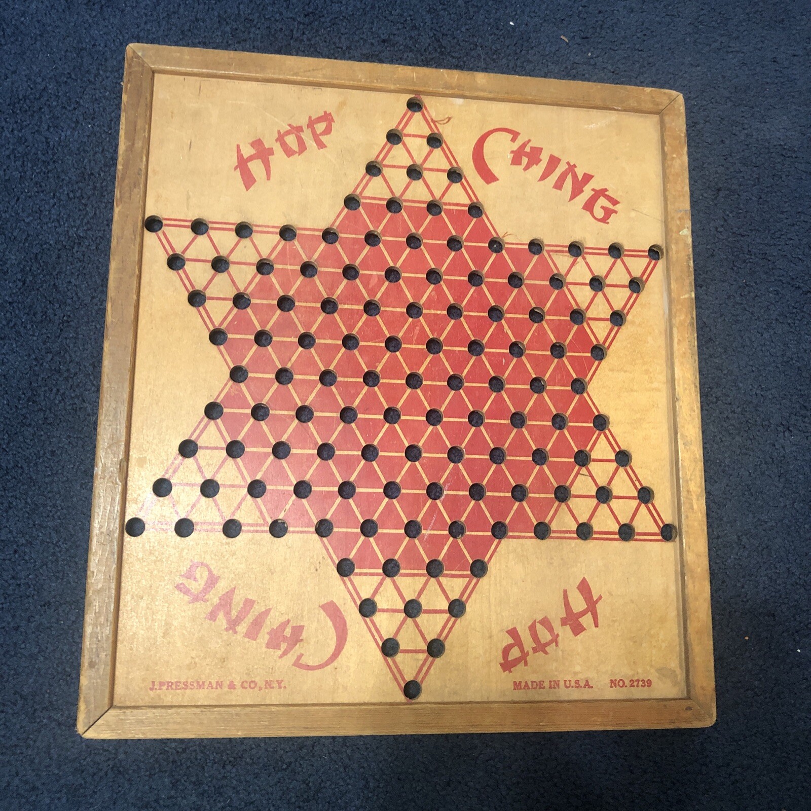 Hop Ching Chinese Checkers Board 16×18 Made in USA 1928 All Wood No. 2739