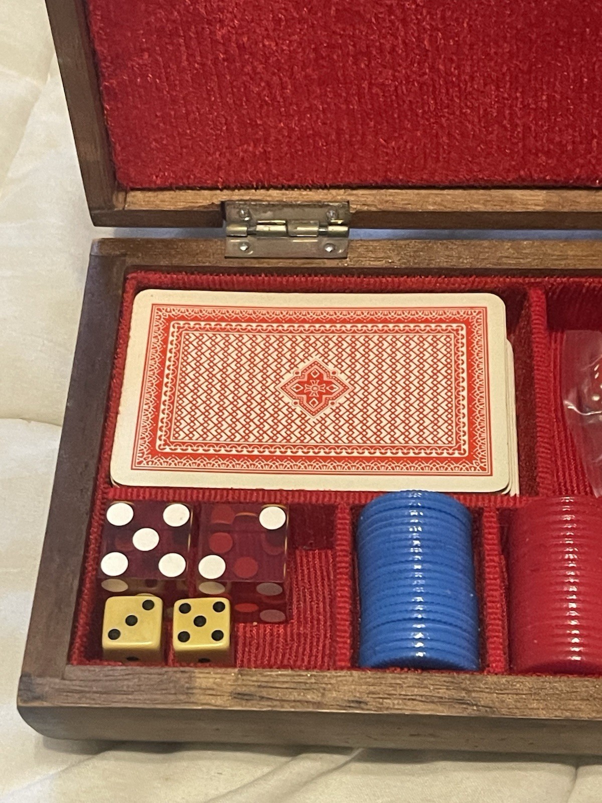 VTG Executive Jewel Box and Game Center Wooden Dice Cards Poker Chips Craps