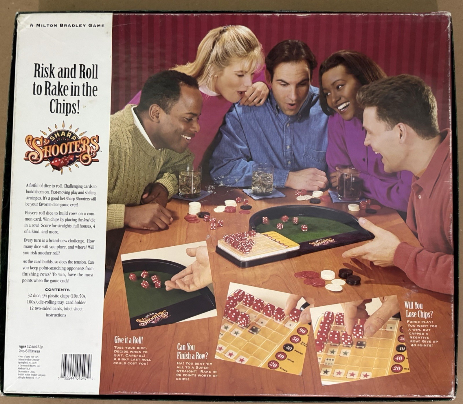 Sharp Shooters Dice & Chip Board Game 1994 Milton Bradley MB Complete Vintage