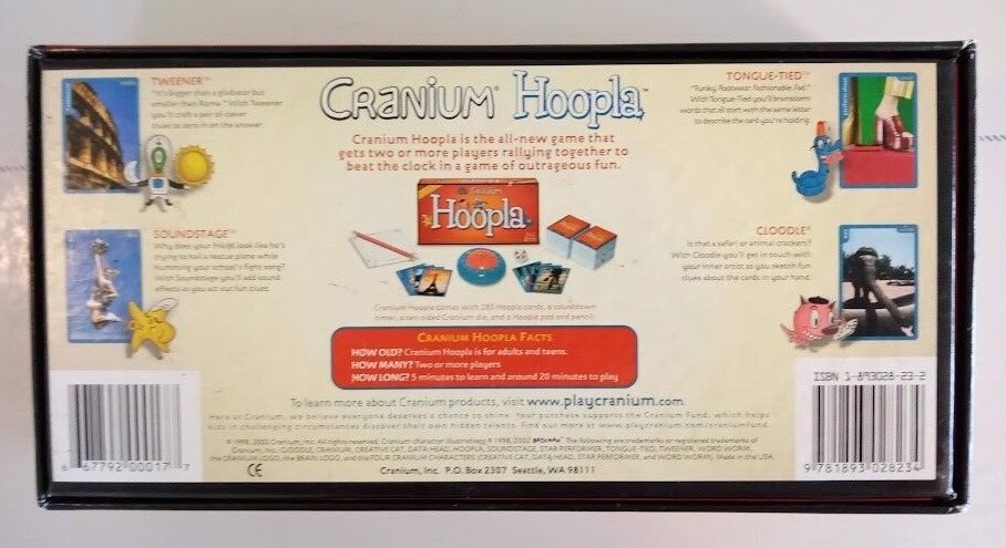 Hoopla Cranium Adult/Teen Board Game COMPLETE Where Every Second Counts