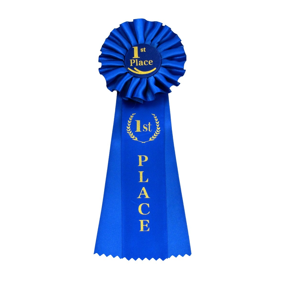 Deluxe Blue 1st First Place Award Ribbon Rosette Winner Trophy Badge Class Medal