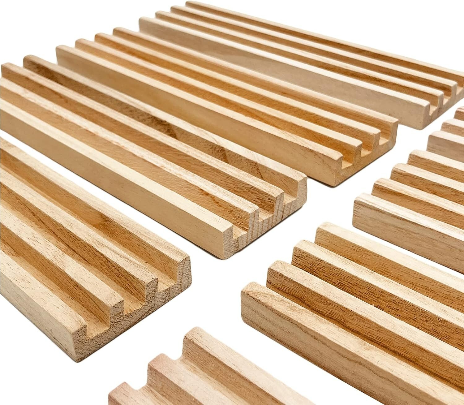 Wooden Domino Racks/Trays Set of 8 Natural Domino Trays Holders Organizer