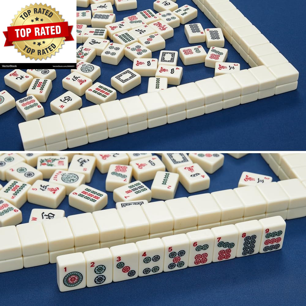 American Mahjong Tiles 166 Quality Ivory Tiles with 3 Golden Dices & Rules Instr
