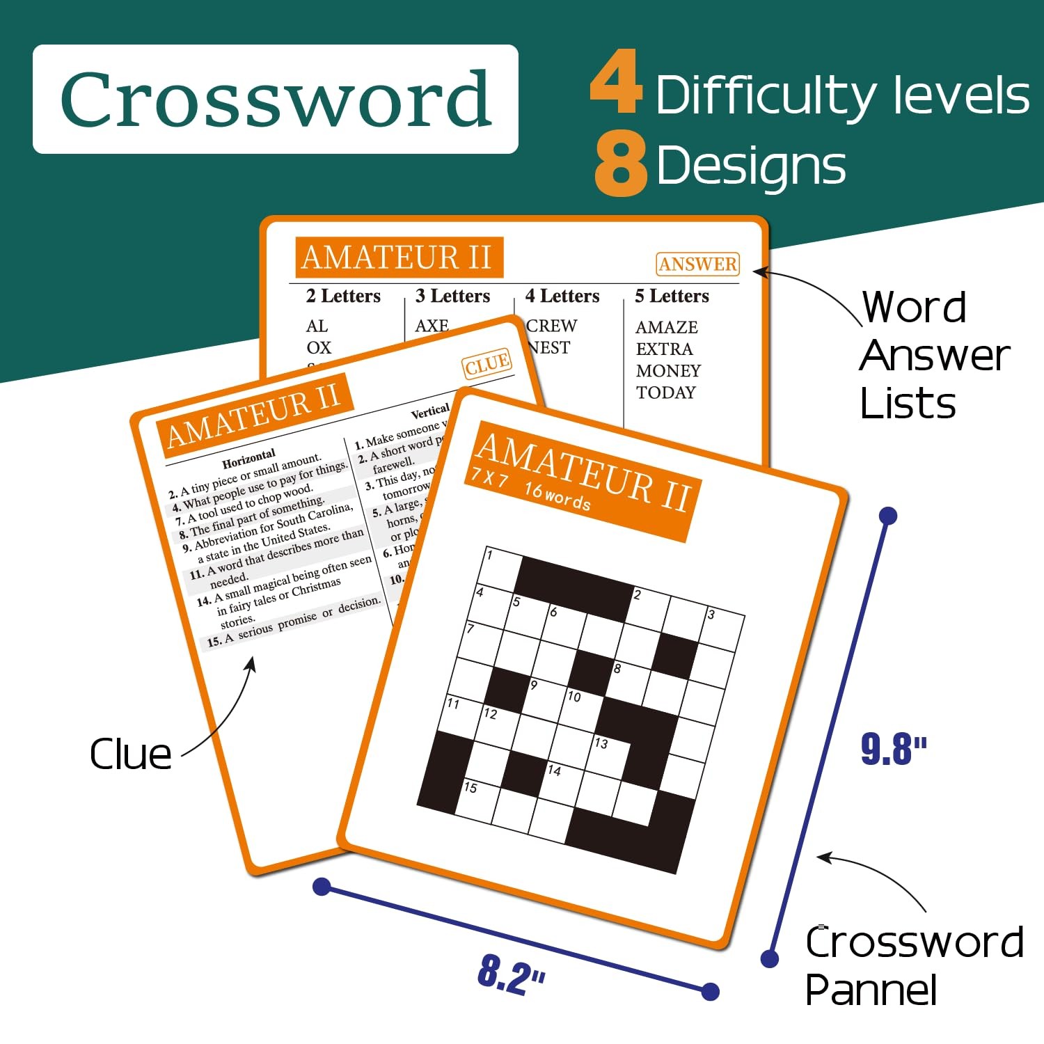 Edumaetrix 2-In-1 Mindful Puzzles Set 24 Crossword And 8 Word Search 1-12