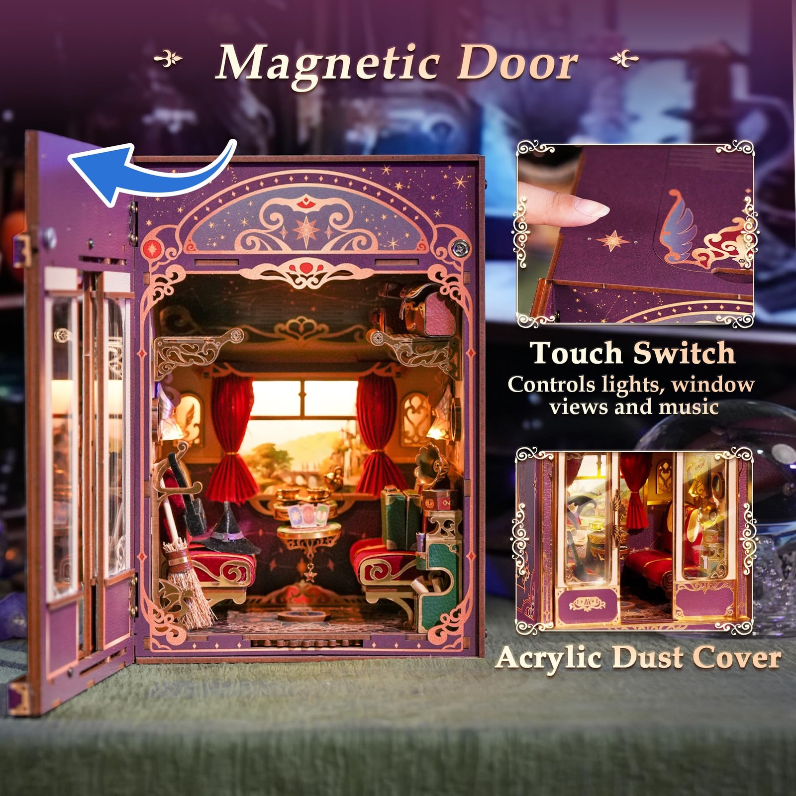 DIY Book Nook Kit Miniature Infinity Train Cabin 3D Puzzle Tonecheer Adults